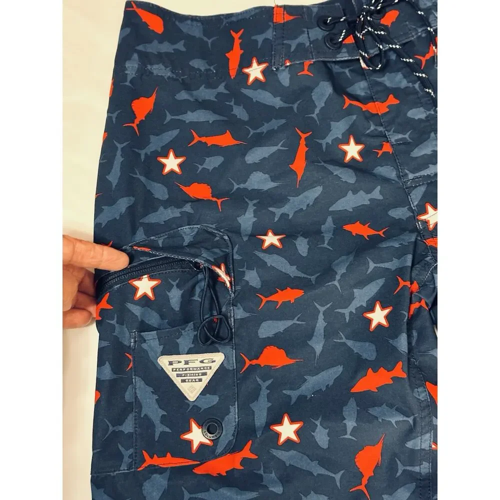 Columbia PFG Board Short Size 30‎ Gamefish Swim Trunk 9”